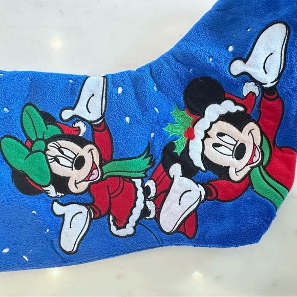 Mickey Mouse Bright Blue Mickey & Minnie Mouse Holiday Christmas Stocking NWT - Picture 3 of 5